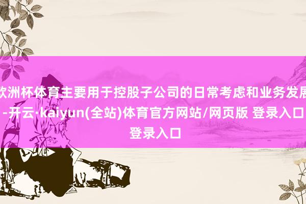 欧洲杯体育主要用于控股子公司的日常考虑和业务发展-开云·kaiyun(全站)体育官方网站/网页版 登录入口