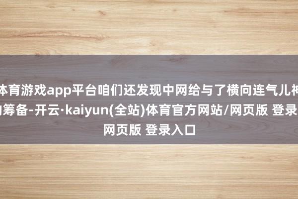 体育游戏app平台咱们还发现中网给与了横向连气儿神色的筹备-开云·kaiyun(全站)体育官方网站/网页版 登录入口