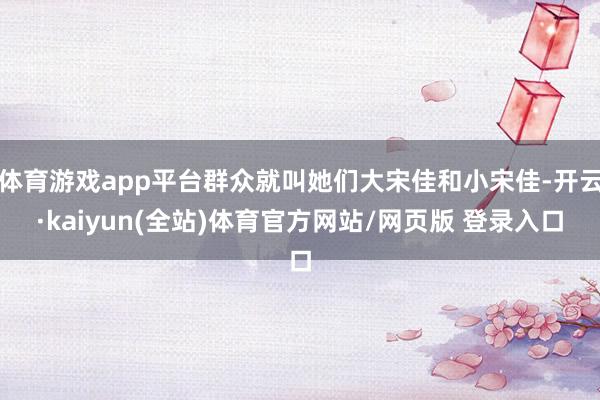 体育游戏app平台群众就叫她们大宋佳和小宋佳-开云·kaiyun(全站)体育官方网站/网页版 登录入口
