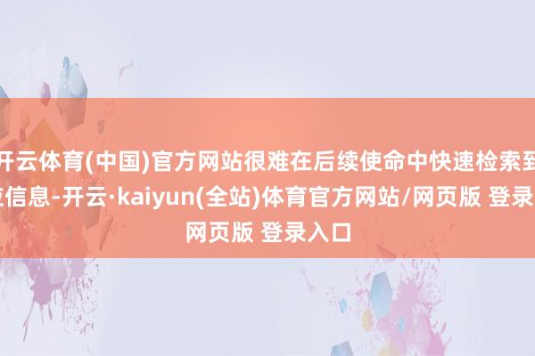 开云体育(中国)官方网站很难在后续使命中快速检索到相应信息-开云·kaiyun(全站)体育官方网站/网页版 登录入口